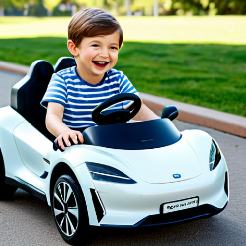 Home 9 A joyful 5-year-old child, fully clothed in modest, comfortable play attire, confidently driving a sleek, modern electric toy car. The car features a realistic design, robust wheels, and functional headlights. The child's expression is one of pure happiness and adventure. The setting is a sunny outdoor park with a paved path and green grass in the background. The scene is captured with professional photography, showcasing high detail and vibrant colors. safe for work, appropriate content, family-friendly, perfect anatomy, correct proportions, natural pose, well-formed hands, proper finger count, natural body proportions.