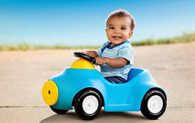 승용완구 초보자용 모델 - **Prompt Title: Confident Glide on a Stylish Balance Bike**
    A confident and agile child, about 3...