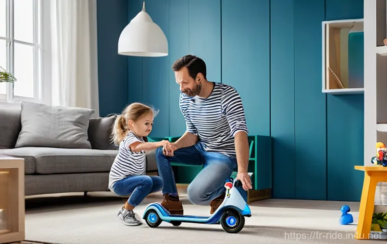 승용완구 추천 유튜버 - A joyful 3-year-old French child, wearing a light blue t-shirt, beige shorts, and a bright yellow he...
