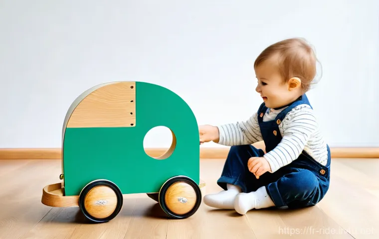 승용완구 클래식 스타일 - **Prompt 2: Vintage Adventure in a Metal Ride-On Car**
    "A confident, energetic child, around 3-4...