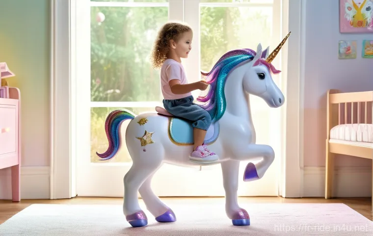 승용완구 인기 캐릭터 디자인 - **"An energetic child, approximately 4 years old, dressed in practical blue denim shorts and a white...