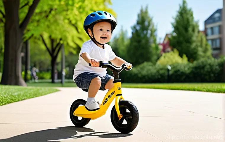 승용완구 미끄럼 방지 - **Prompt 1: Joyful Toddler on a Balance Bike**
    A happy, smiling toddler (approximately 2-3 years...