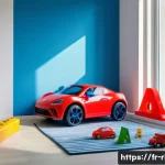 승용완구 선호 색상 - A bright and colorful children’s playroom in a modern French home, filled with vibrant red, yellow, ...