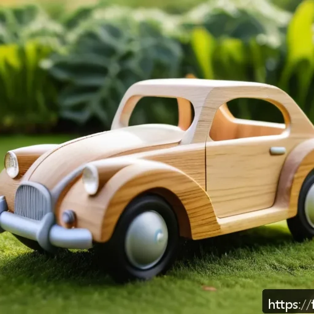 승용완구 친환경 소재 - A beautifully crafted eco-friendly wooden toy car made from FSC-certified wood, featuring smooth rou...