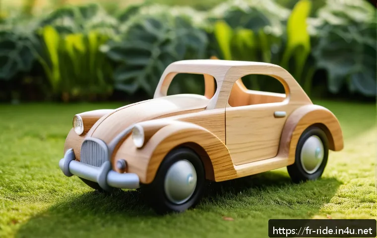 승용완구 친환경 소재 - A beautifully crafted eco-friendly wooden toy car made from FSC-certified wood, featuring smooth rou...